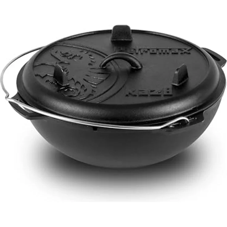 Petromax Kazan 8L Gusseisentopf für Outdoor-Küche & Lagerfeuer | Perfekt für Eintöpfe, Schmorgerichte & Brot backen | Langlebig & robust, Schwarz – Bild 1