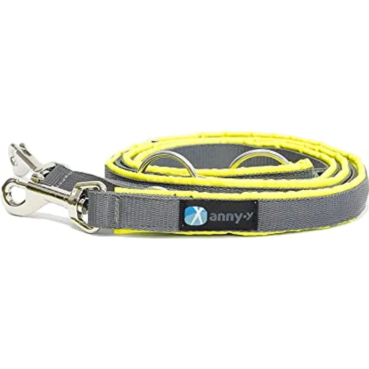 anny-x teilgepolsterte Führleine Classic Bolt Protect leuchtgelb grau 3m