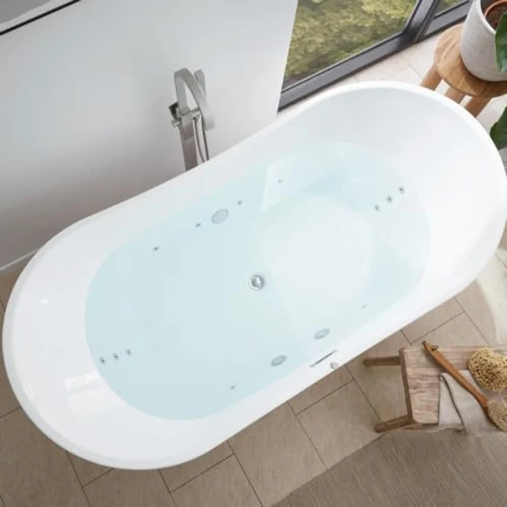 HOME DELUXE Badewanne OVALO PLUS 180 x 90 x 72 cm, freistehend mit Whirlpoolfunktion und Farblichttherapie – Bild 5