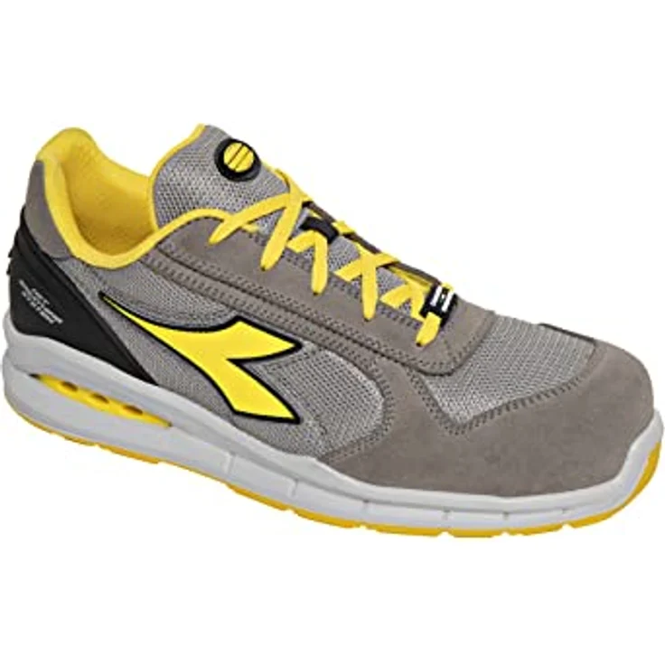 Utility Diadora Run Net Air, S1P Arbeitsschuh aus perforiertem Wildspaltleder mit atmungsaktivem Nylonfutter, schwarz/anthrazit/gelb – Bild 2