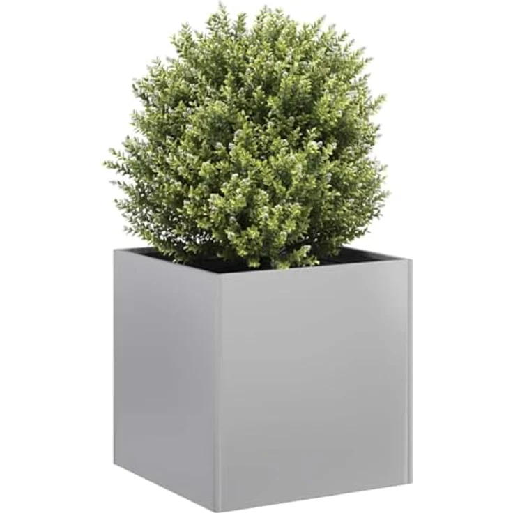 vidaXL Pflanzgefäß 40x40x40 cm Stahl verzinkt, Hochbeet mit viel Platz für Pflanzen, Outdoor Pflanzkübel in natürlicher Optik - Garten-Garten-Pflanzkübel, Blumenkasten – Bild 2