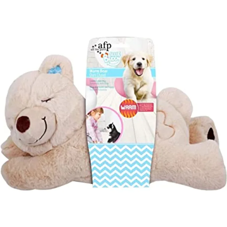 ALL FOR PAWS Kuscheltier für Hunde, Welpenspielzeug Hunde Herzschlag Plüschtier Welpe Verhaltenshilfe Plüschtier Haustier Plüschtier… (Warm Bear(One Warmbag))