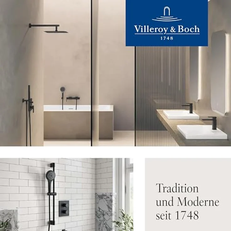 Villeroy & Boch Universal Showers Duschgarnitur, Duschsystem mit Handbrause und 3 Strahlarten, Höhe 60.40 cm, matt schwarz – Bild 9