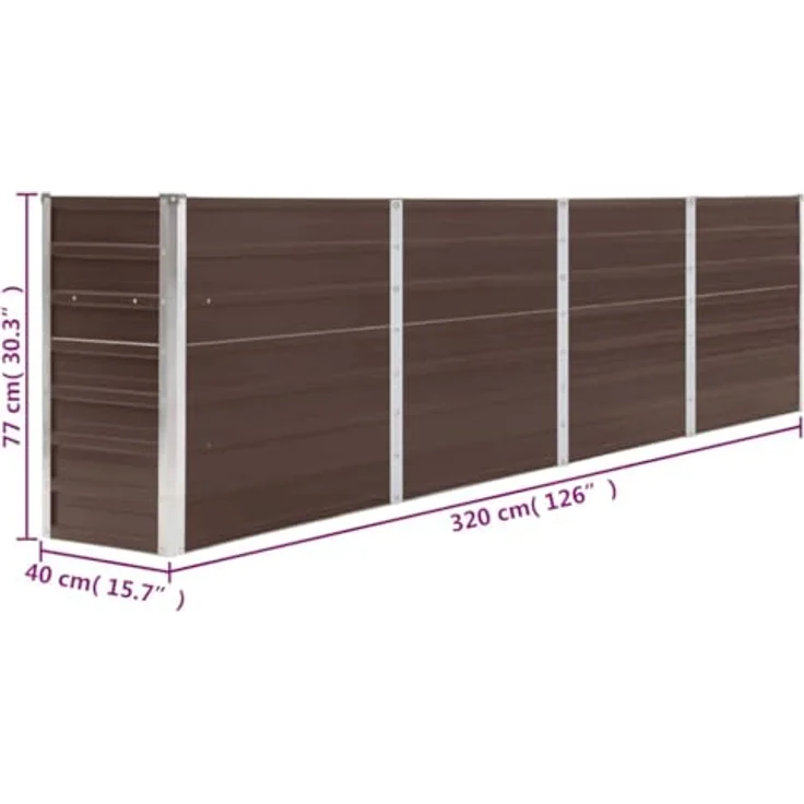 vidaXL Hochbeet 320 x 40 x 77 cm Verzinkter Stahl Braun – Bild 4