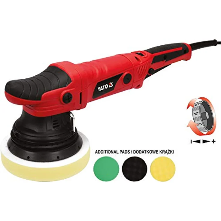 YATO Exzenter Poliermaschine 150 mm, 720W mit Drehzahlregelung, 3 Polierscheiben und Box für Lackpflege – Bild 6
