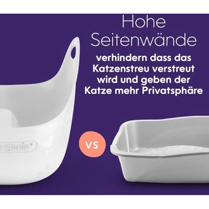 Litter Genie LitterBox White, elegante Katzentoilette mit hohen Wänden, einfache Entleerung und Schaufel, weiß – Bild 5