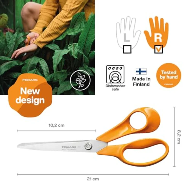 Fiskars Universalschere 210mm, rostfreier Stahl mit ergonomischem Kunststoffgriff, gerade Klinge – Bild 2