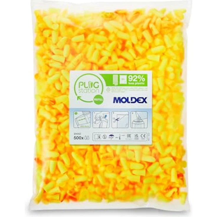 Moldex MelLows PS 500, Gehörschutzstöpsel Nachfüllpackung (1000 x), antimikrobielle Eigenschaften, SNR 22 dB, wiederbefüllbar – Bild 1
