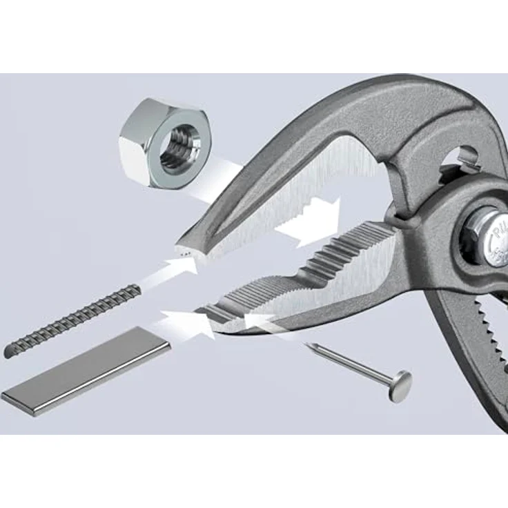 Knipex Cobra ES Wasserpumpenzange 180 mm, extra schlank poliert mit rutschhemmendem Kunststoffgriff, grau atramentiert – Bild 5