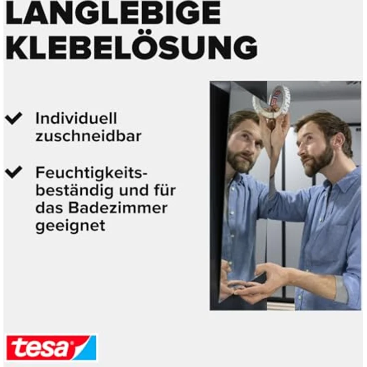 tesa doppelseitiges Montageband Powerbond SPIEGEL, 1,5m x 19mm – Bild 6