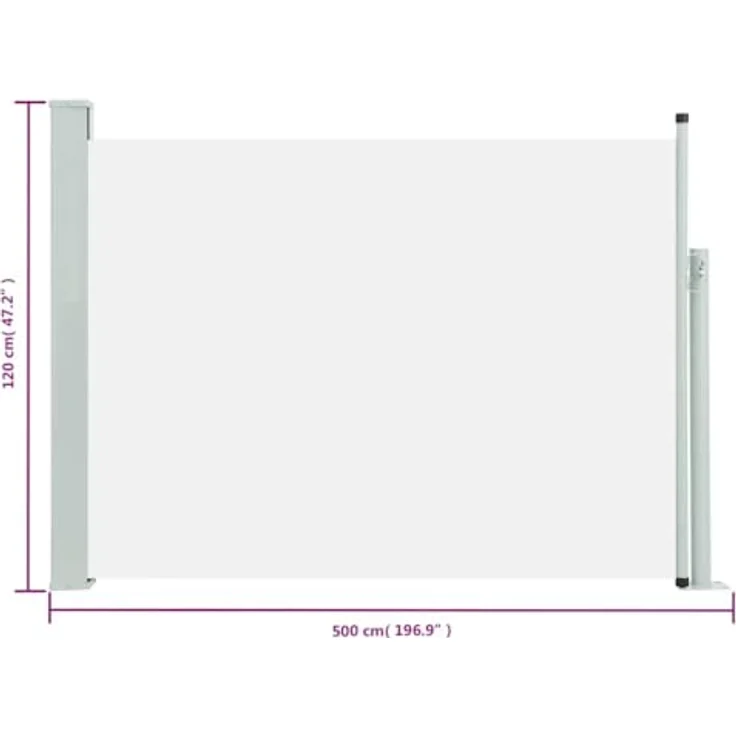 vidaXL Markise Ausziehbare Seitenmarkise 120×500 cm Creme, UV- und wasserbeständig – Bild 3