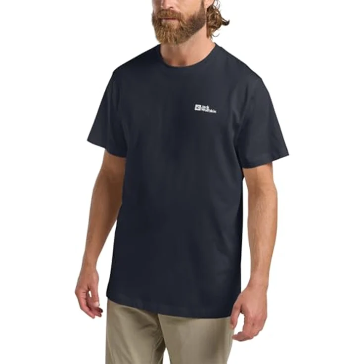 Jack Wolfskin Essential T M, Herren Shirt aus nachhaltigem Organic Cotton, blau, Größe M – Bild 1