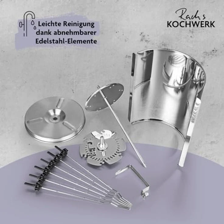 Rachs KOCHWERK Dönergrill für Zuhause | Vertikaler-Multigrill für Fleisch-, Fisch- & Veggie-Variationen | Rotisserie mit 360°-Rotation & großflächigem Heizelement | Mittelspieß & 6 Schaschlik-Spieße - Preisvergleich – Bild 5