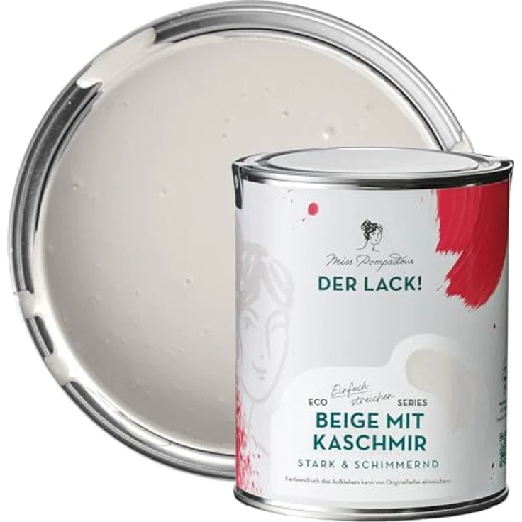 MissPompadour Holzfarbe Beige mit Kaschmir, 1L seidenmatte Möbelfarbe für Innen & Außen, witterungsbeständig, hohe Deckkraft, geruchsarm – Bild 1
