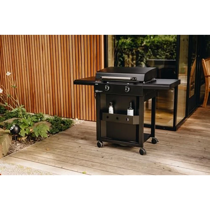 Enders Plancha-Grill Amaro 2, Edelstahl-Grill mit 2 stufenlos regulierbaren U-Brennern, 60 cm x 43,5 cm Grillfläche, abnehmbare Haube und praktisches Ablagefach – Bild 3