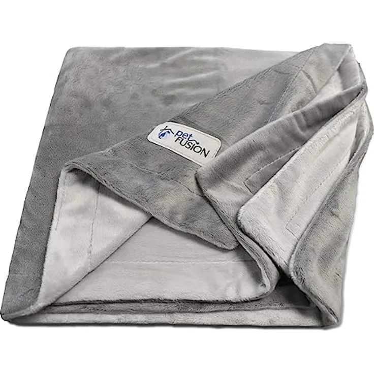 PetFusion Premium Große Hundedecke (53x41). Reversible Grey Micro Plush. [100% Polyester weich]