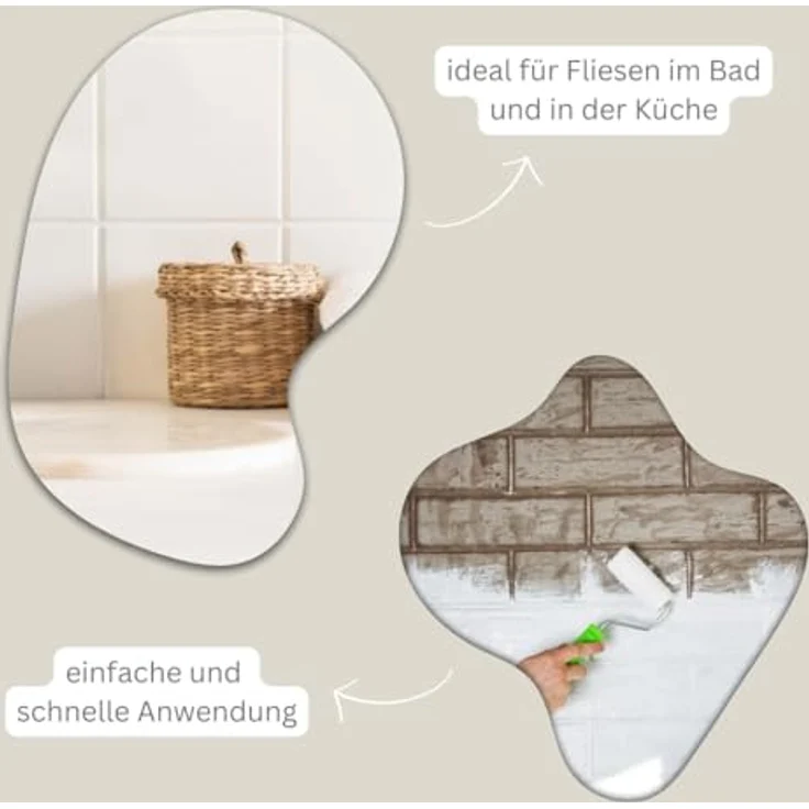 miafarben Fliesenfarbe ohne Schleifen, hochdeckender Fliesenlack für Wand & Boden, matt, wasserbasiert, blasses Rosengrau, 5L – Bild 4