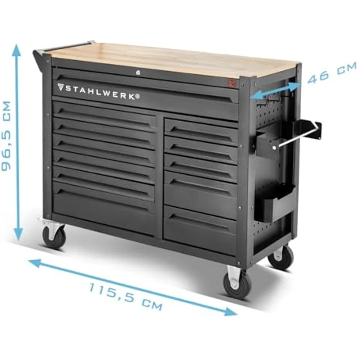STAHLWERK Werkzeugwagen DINO, XXL Montagewagen mit 364 Werkzeugen aus CrV, inkl. T-Griff Schraubendreher, Schlüssel und Zangen – Bild 2