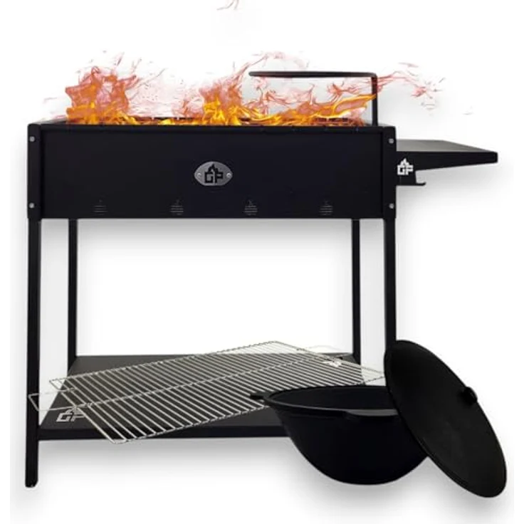 Grillpeter Mangal Set Batyr 60 Schaschlikgrill 60 cm mit Grillrost Kasan 8L, Profi Set mit großzügiger Auflagefläche, Ablage und Kasanhalter, lackiert – Bild 2