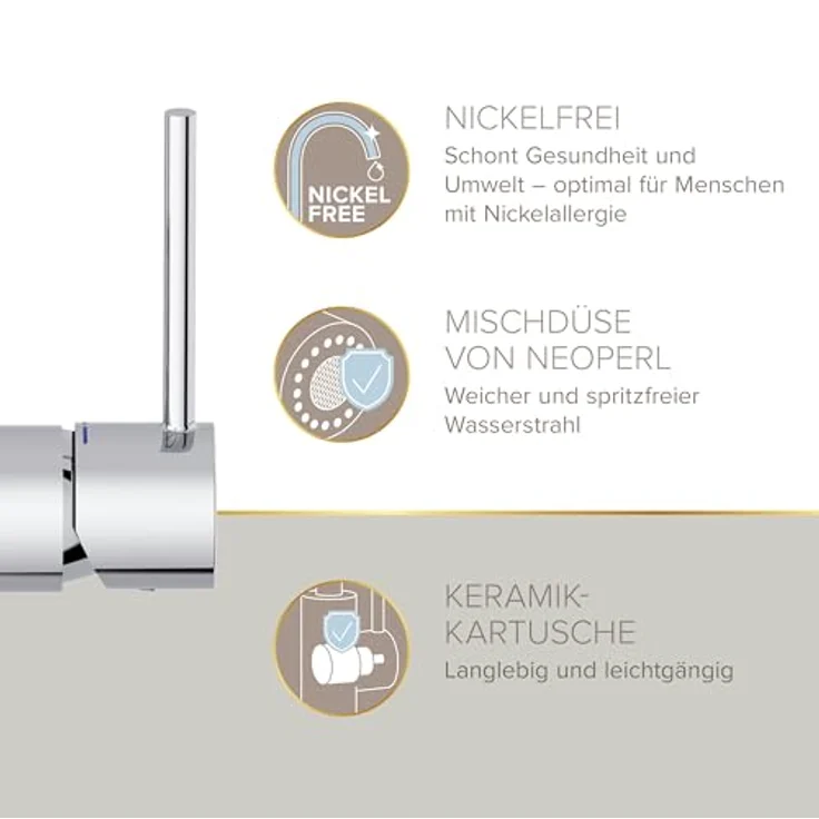 Lenz Küchenarmatur KALANI², Nickelfrei, Niederdruck mit flexibler Pendelbrause und 2 Strahlarten – Bild 8