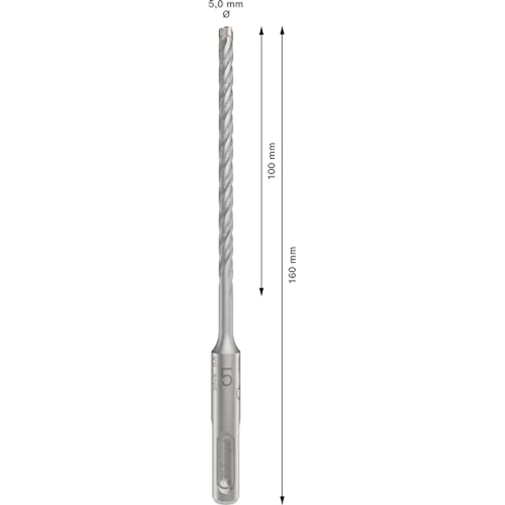 Bosch PRO SDS plus-5X Hammerbohrer, 5x100x160 mm, für Stahlbeton mit 4-Schneider-Design und zähem Wolfram-Carbide – Bild 3