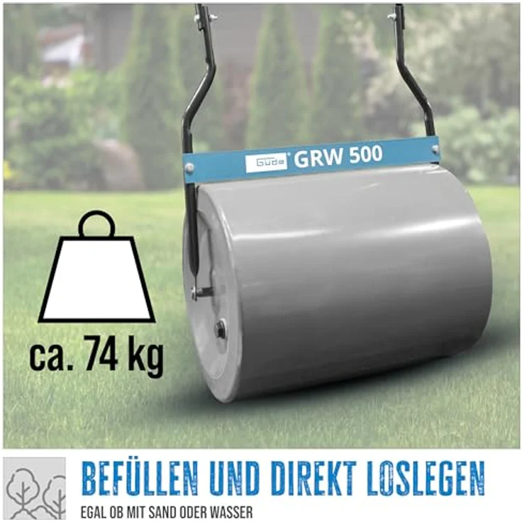 Güde Streuwagen Güde Rasenwalze GRW 500, Metall Korpus, ergonomisch geformter Führungsholm, Softgriff, 62 l Füllvolumen, 495 mm Arbeitsbreite, blau – Bild 2