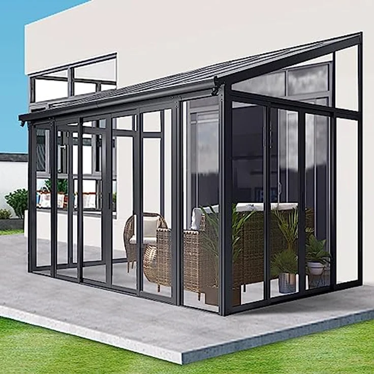 HOME DELUXE - Wintergarten Amaris - Anthrazit- B/T/H: 312/224 x 428 x 300 cm - inkl. Hohlkammerplatten, Polycarbonatplatten, Montagematererial I Hausanbau Terrassenüberdachung Glasanbau – Bild 2