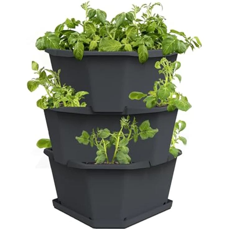 Gusta Garden Hochbeet, Paul Potato Kartoffelturm 3 Etagen Anthrazit - Innovativer Kartoffelanbau Platzsparend und durchdacht – Bild 2
