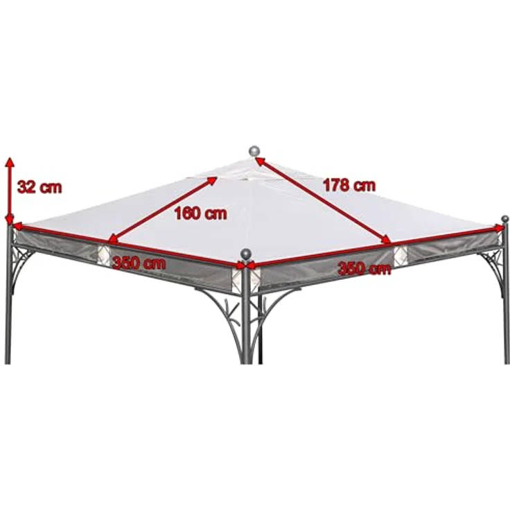 OUTFLEXX Pavillon-Ersatzdach für Siena Garden Pavillon "Korfu", 350x350 cm, wasserabweisend, Naturfarbe, robustes Polyester 250g/m² – Bild 5