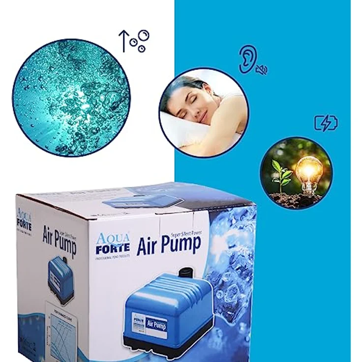 Aqua Forte Hi-Flow Luftpumpe V10FFP, 4 l/min (bei 1,2 m), 13x13x12 cm, blau – Bild 6