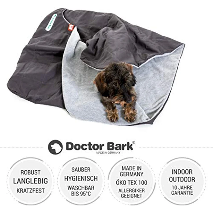 Doctor Bark Hundeschlafsack, flauschig und weich gefüttert, wärmend und atmungsaktiv, strapazierfähiger Schlafsack für mittelgroße Hunde, waschbar bis 95°C, Trockner geeignet (M - Grau) – Bild 2