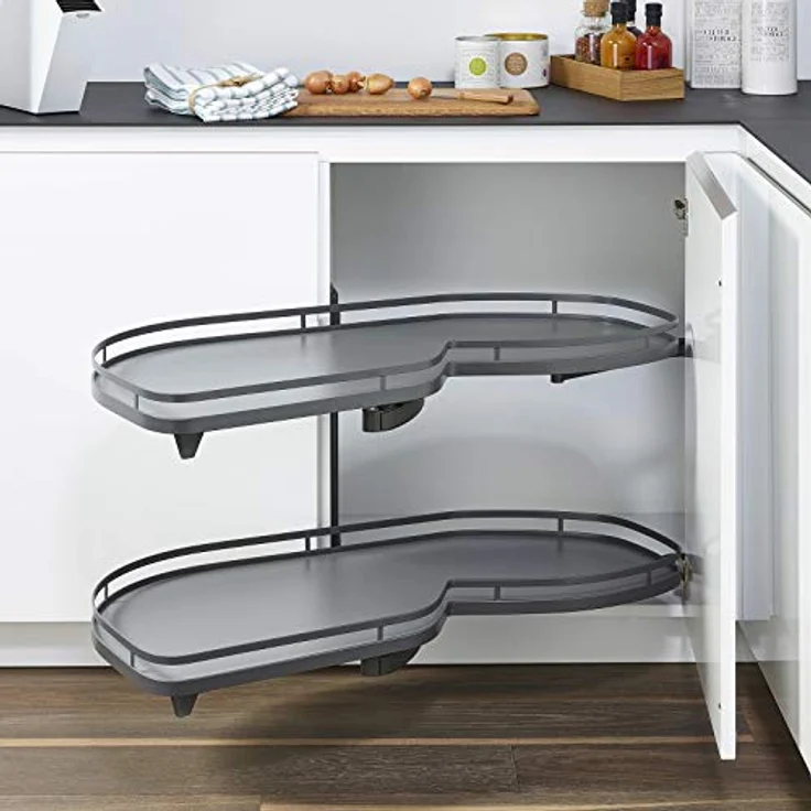 Lemans II anthrazit Links ausschwenkend für Eckschrank mit 45 cm Türbreite und Lichter Schrankhöhe von 650-800 mm Eckschrankauszug Schwenkauszug von SO-TECH® – Bild 1