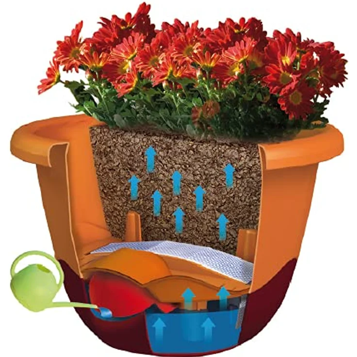 Plastia Blumenampel, Dunkel und Hell Anthrazit, 25 x 25 x 17 cm, Bewässerungsampel MARETA – Bild 4