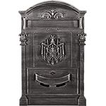 Antiker edler Briefkasten GAL29 Wandbriefkasten, Nostalgischer aus Aluminium Guss Englischer Briefkasten Metall 47 cm hoch. Rostfrei (Antik Silber)