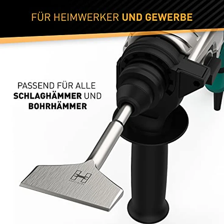 HARDTWERK Turbo Fliesenmeißel SDS Plus Meißel [165x75 mm] aus 42 CrMo Spezialstahl - Bruchsicher & Langlebig - Flachmeißel breit für Bohrhammer zum Fliesen & Fliesenkleber enfternen – Bild 3