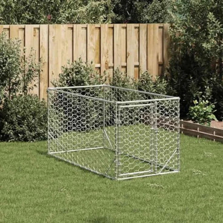 vidaXL Outdoor-Hundezwinger mit Tür 2x1x1 m Verzinkter Stahl, Großer Hundekäfig in Outdoor-Haustierkäfig, Mesh-Design, atmungsaktiv – Bild 2