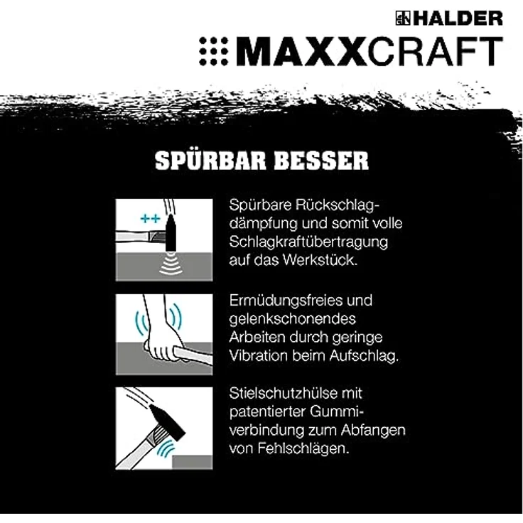 Halder 3666.003 AR3666.003 MAXXCRAFT-Schlosserhammer, Hickorystiel, 300 g - Preisvergleich – Bild 2