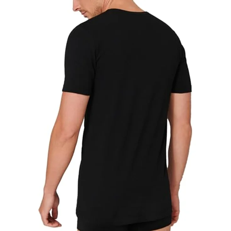 Schiesser Herren T-Shirt im Doppelpack, Schwarz, aus 95% Organic Cotton und 5% Elastan, XL – Bild 3