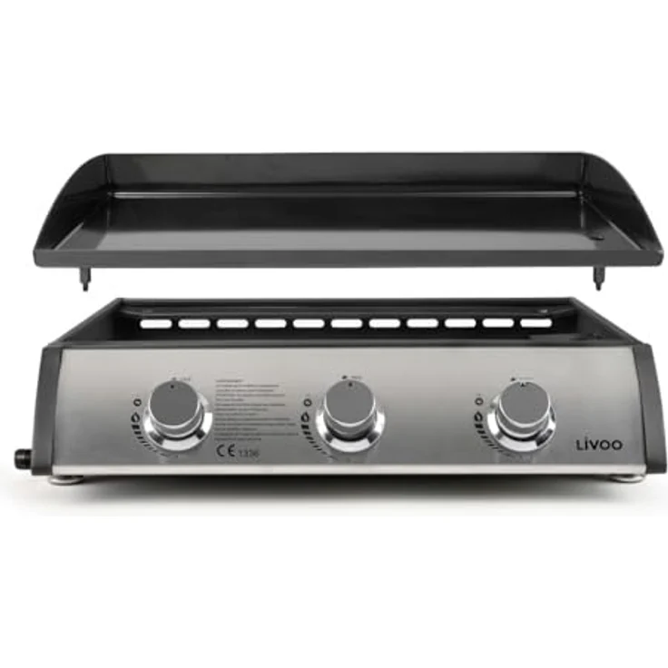 Livoo DOC277, Plancha Gas 7,5 kW mit emaillierter Stahlplatte 61 x 38 cm und automatischer Zündung – Bild 3