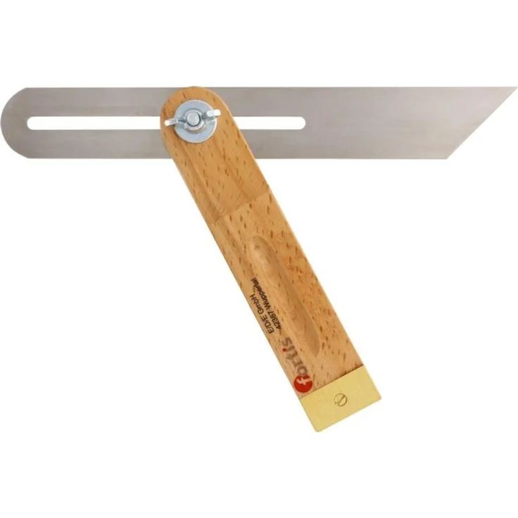 FORTIS Tischlerschmiege 250mm, Winkelmaß mit rostfreier Edelstahlzunge und Buchenholzschenkel, beidseitiger Griff mit Hohlkehle
