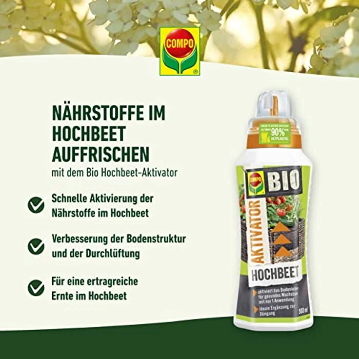 COMPO BIO Hochbeetaktivator, Bodenaktivator für ertragreiche Ernte, 100% natürliche Inhaltsstoffe, 500 ml – Bild 2