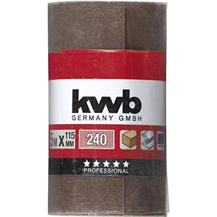 kwb Schleifpapier auf Rolle - Schleifpapier-Rolle 5 m für Metall, Holz, Lack 115 mm, Korn K-240 - Preisvergleich – Bild 2