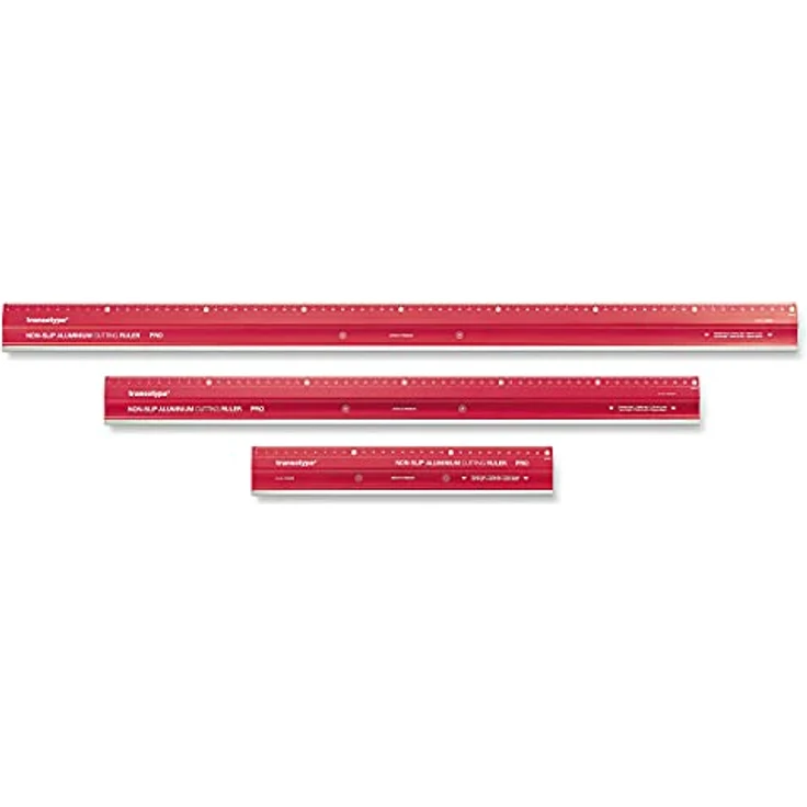 Schneide-Lineal PRO 30 cm lang, aus Aluminium im knalligen Rot, rutschfest, robust, mit Stahl-Schneidekante und extra breitem 50 mm Aluminium-Profil – Bild 2