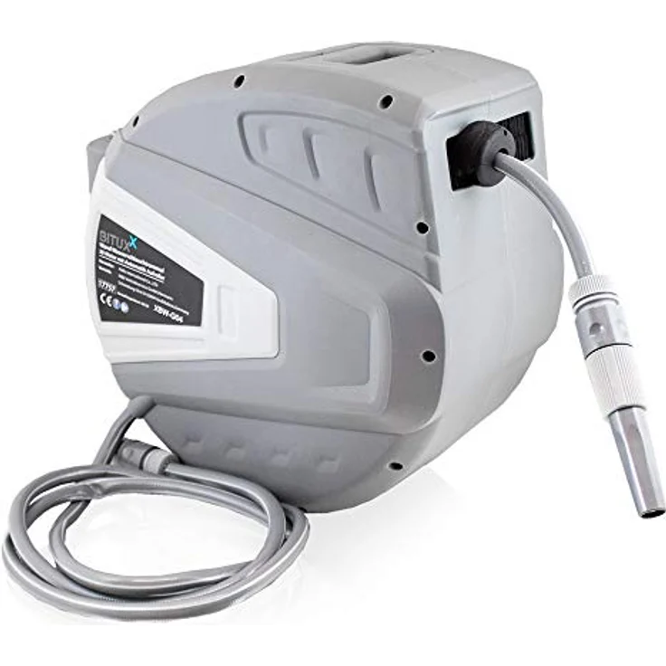 BITUXX Wand Wasser Schlauchtrommel Automatik, 30 m mit Multi Wasserschlauchpistole und Wandhalterung – Bild 2