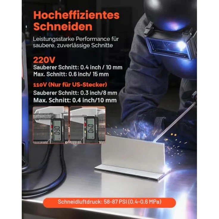 VEVOR 5-in-1 Schweißgerät, Plasmaschneider und Synergic Schweißgerät mit 50 A Plasma- und 200 A Schweißleistung, multikompatibel, 220 V, LCD-Display, unterstützt Spool Gun – Bild 3