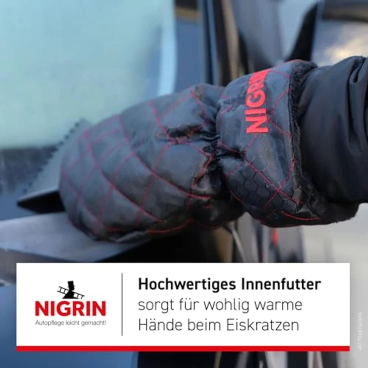 NIGRIN Performance Eiskratzer Eisschaber mit ergonomischem Softgriff und Handschuh, silbergrau – Bild 4