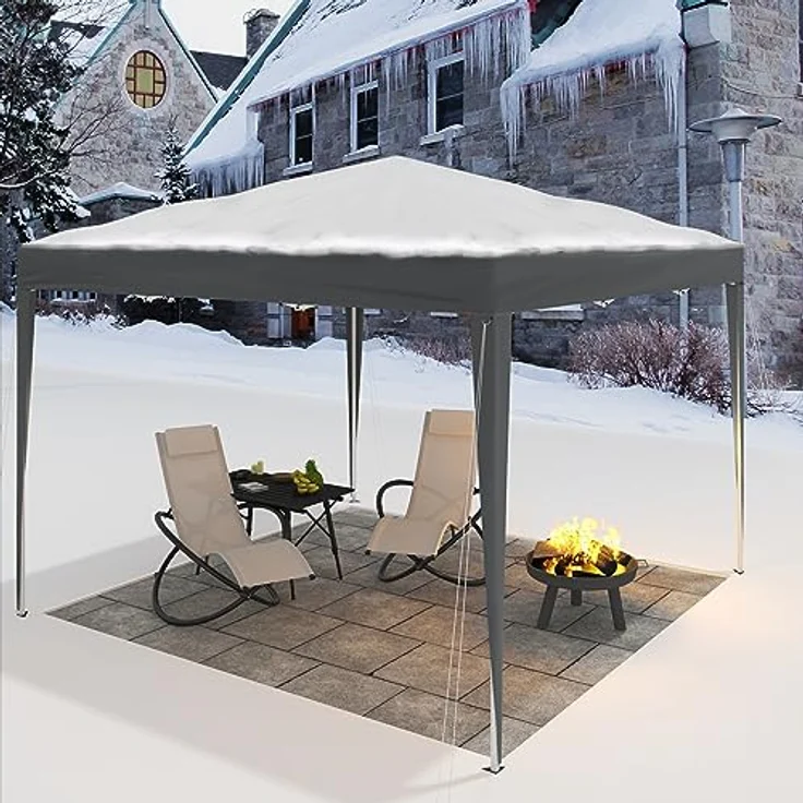 WOLTU Pavillon Pop-Up wasserdichter Faltpavillon Sonnenschutz Event Pavillon Gartenpavillon auf Terrasse Camping Festival Pagodenzelt aus Oxford Metallrahmen 3 x 3 m Anthrazit – Bild 2