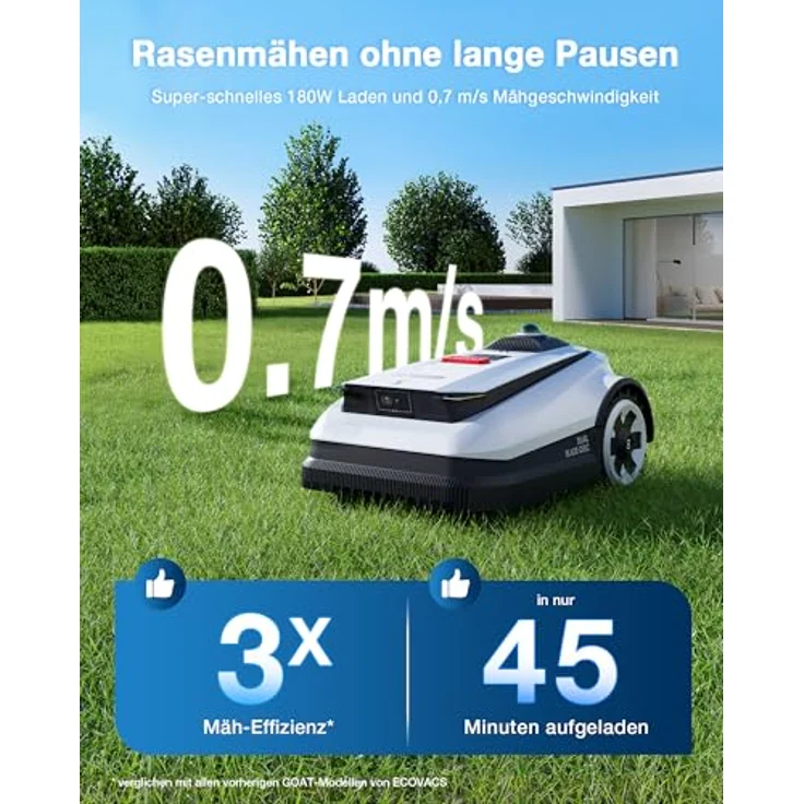 ECOVACS Goat A3000, LiDAR Mähroboter ohne Begrenzungskabel, Dual-LiDAR Navigation, 330 mm Schnittbreite, 3000 m² Flächenabdeckung, 45 min Schnellladung, präzises Kantenmähen – Bild 4