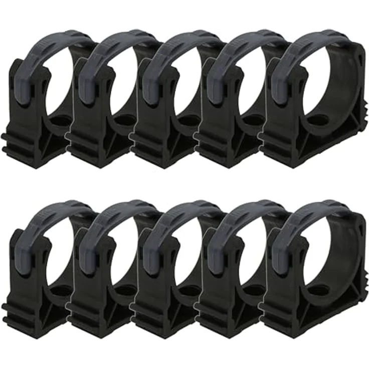 HAF 10x PVC Rohrschelle 50mm | Rohrklemme mit Clipverschluss für Druckrohre, grau, 10 bar Druckfestigkeit – Bild 1