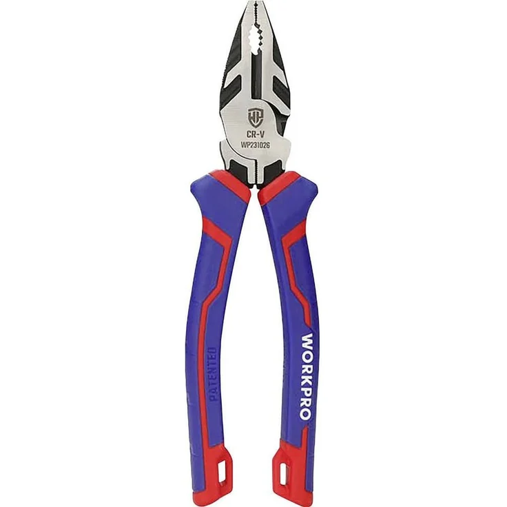 WorkPro Kombizange 180mm(8), Zange mit vertikalem Rillendesign und Bi-Material-Griff, blau – Bild 1